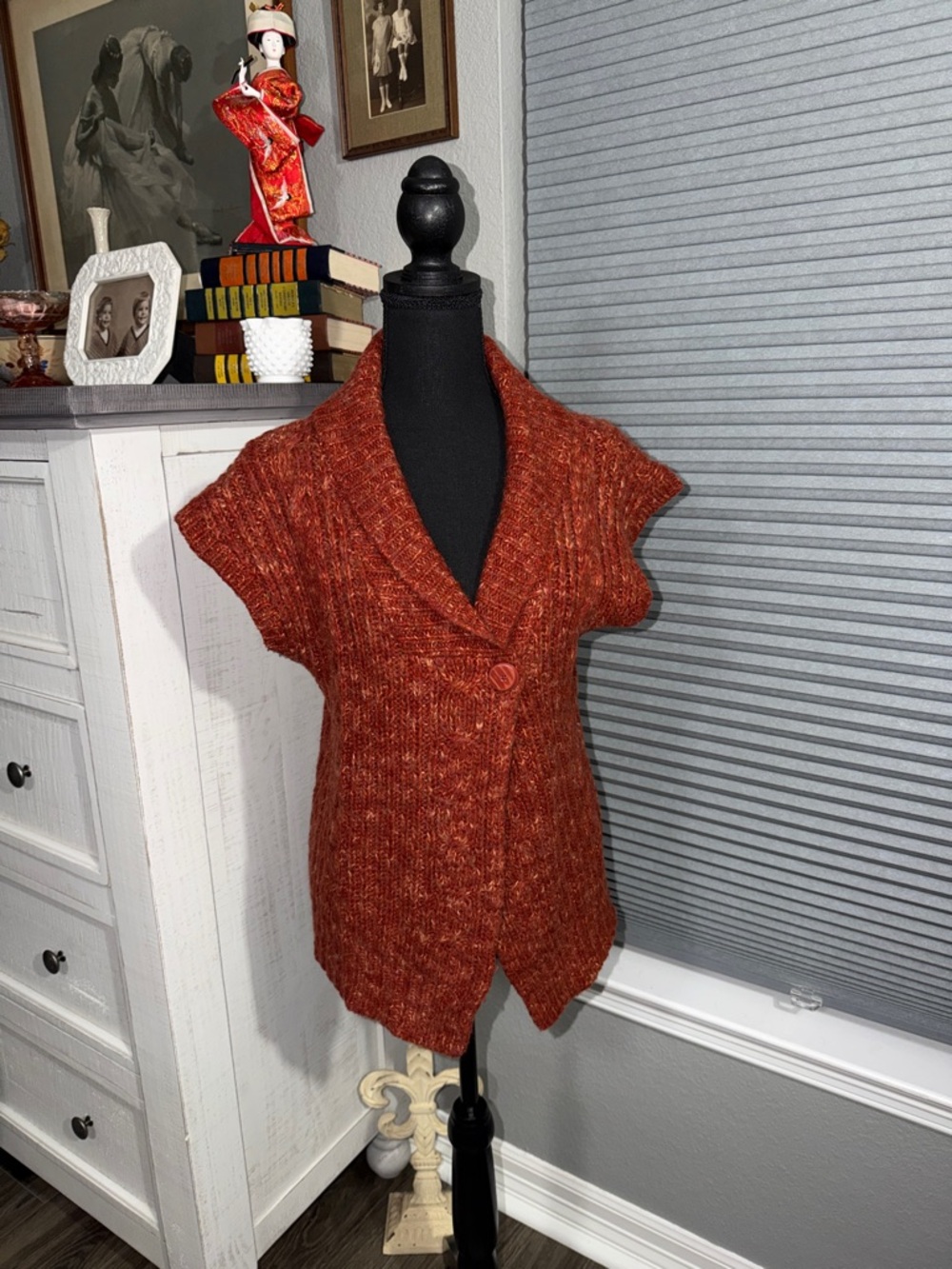 🫶🏼Merona Rust Short-Sleeve Shawl Collar Cardigan